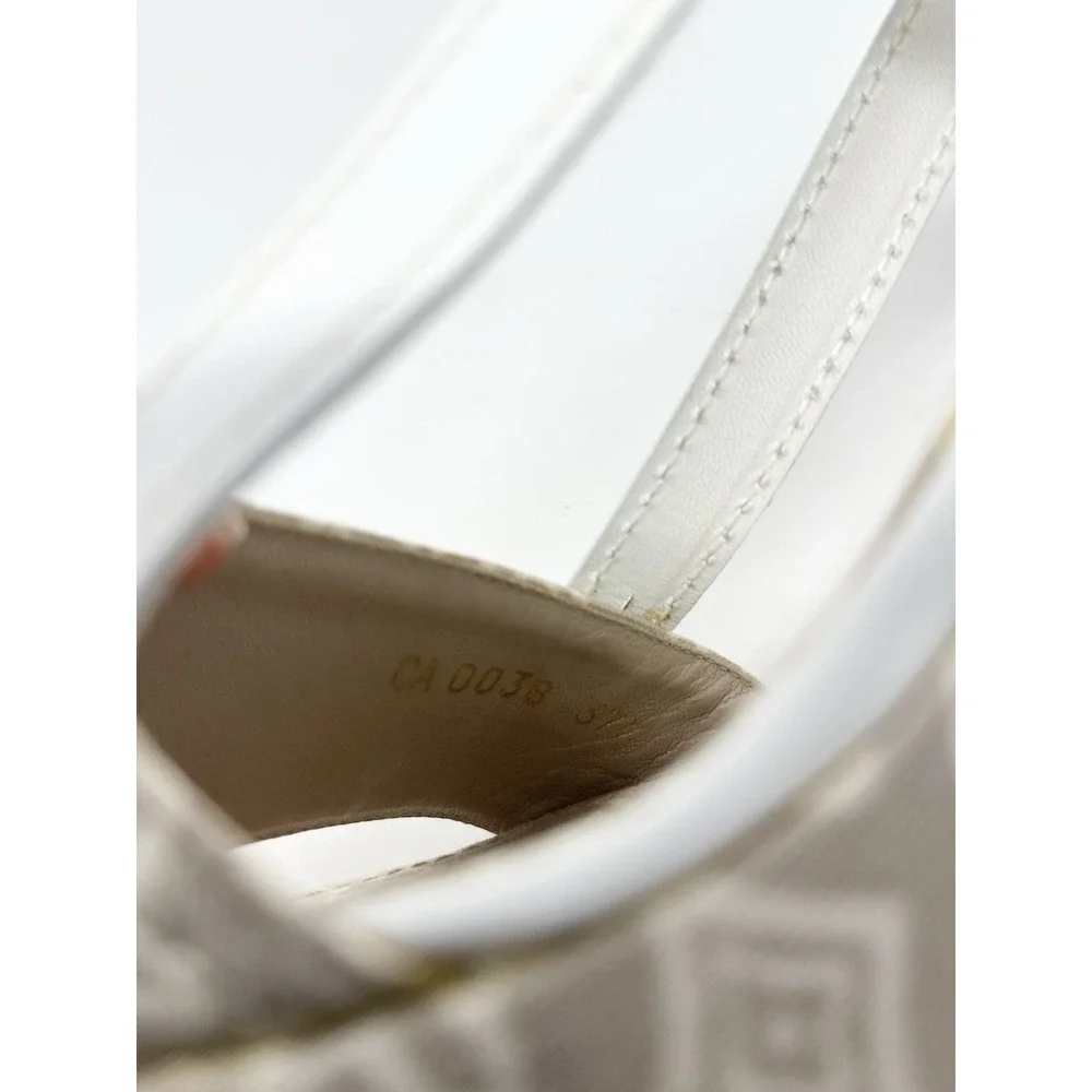 Louis Vuitton Beige Denim Logo Monogram Flat Platform Espadrilles Sandals 37.5
